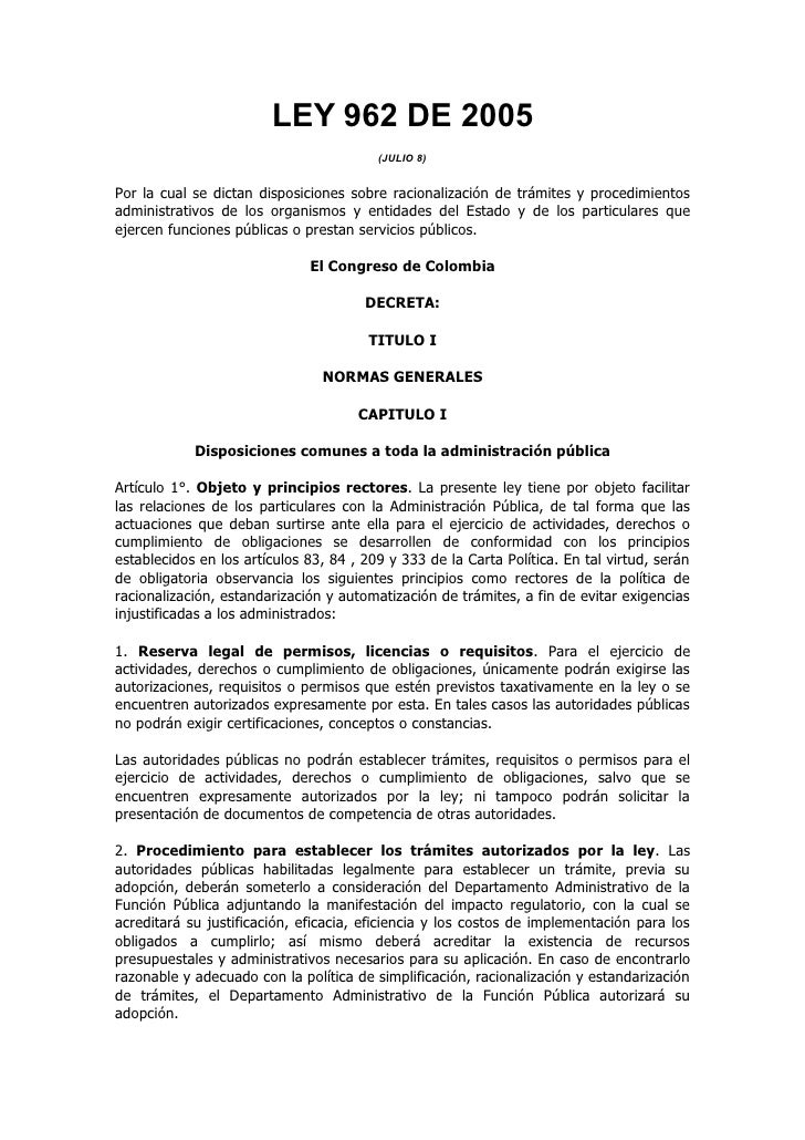 ley 962 antitramites